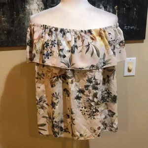 I JEANS BY BUFFALO Floral Ruffled Off/On Shoulder Blouse-Size CL